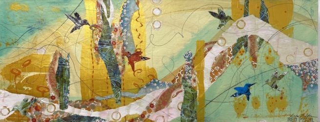 Sweet Nectar of Scarlet Hedgehogs by Linda Shaffer Red Pearl Art